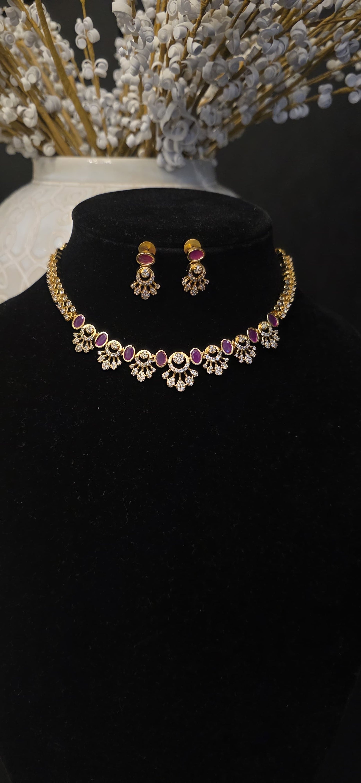 Amethyst Radiance Statement Necklace & Earrings Set