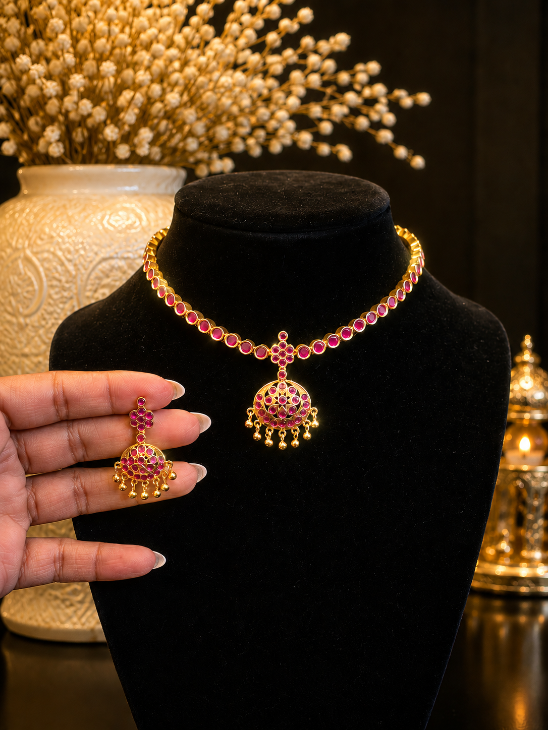 Ruby Radiance Pendant Set