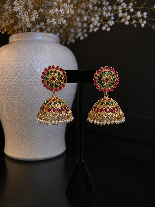 Emerald Ruby Royale Jhumkas