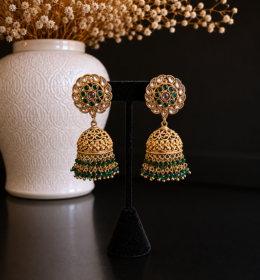 Emerald Aura Jhumkas